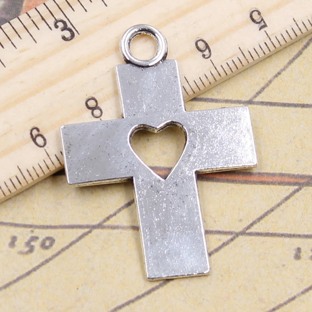 

10pcs Charms cross heart cut 41x30mm Tibetan Silver Color Pendants Antique Jewelry Making DIY Handmade Craft