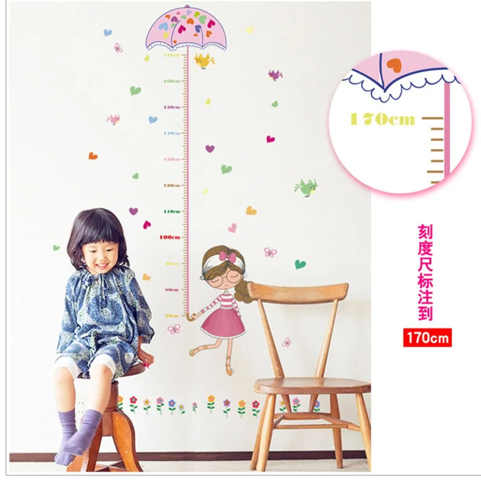 Детские комнаты Милая мультяшная девушка ребенок линейка для роста