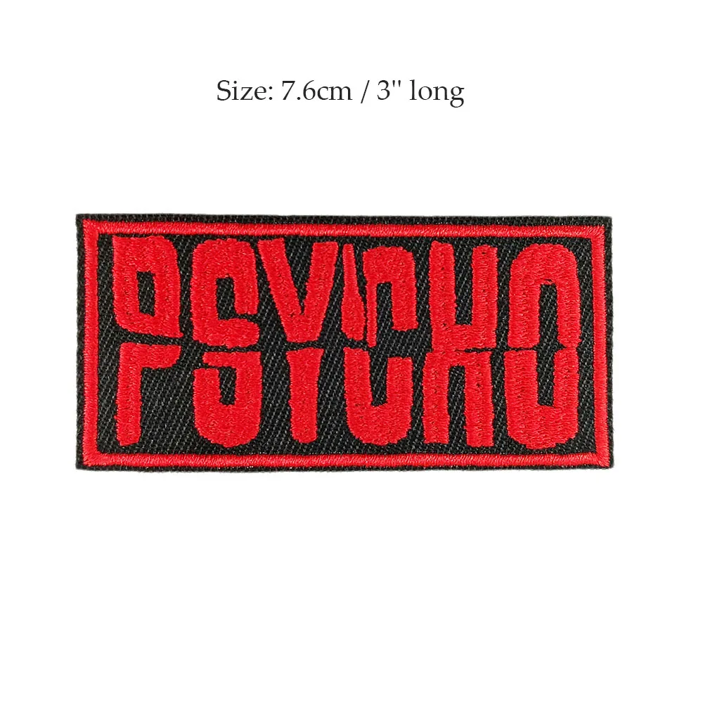 The Omen Wolf Shadow Psycho Logo фильм ужасов Альфреда Хичкока лицо Psycho костюм на Хэллоуин вышитый Железный патч - Цвет: Безникелевый белый