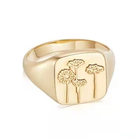 2021 new arrival unique 18k golden plant flower rings seal stainess steel womens jewelry with free shipping statement wide big
