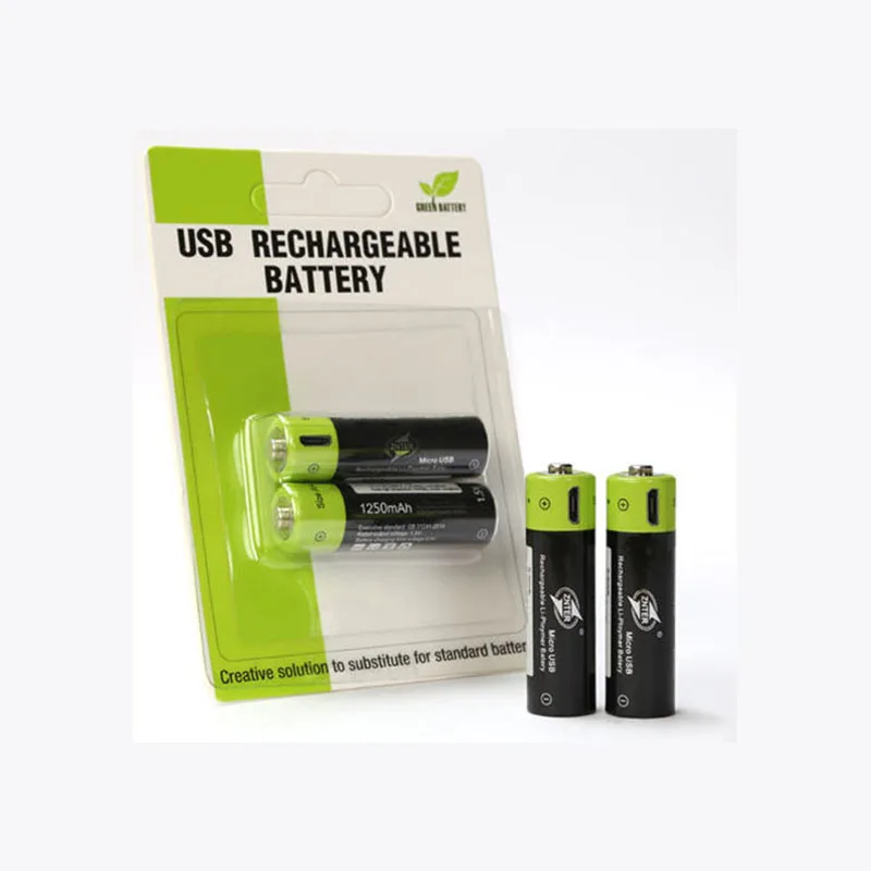 

Hot-selling 2PCS/set AA Rechargeable Battery 1.5V 2A 1250mAh Micro USB Charging Lithium Bateria with Charging Cable