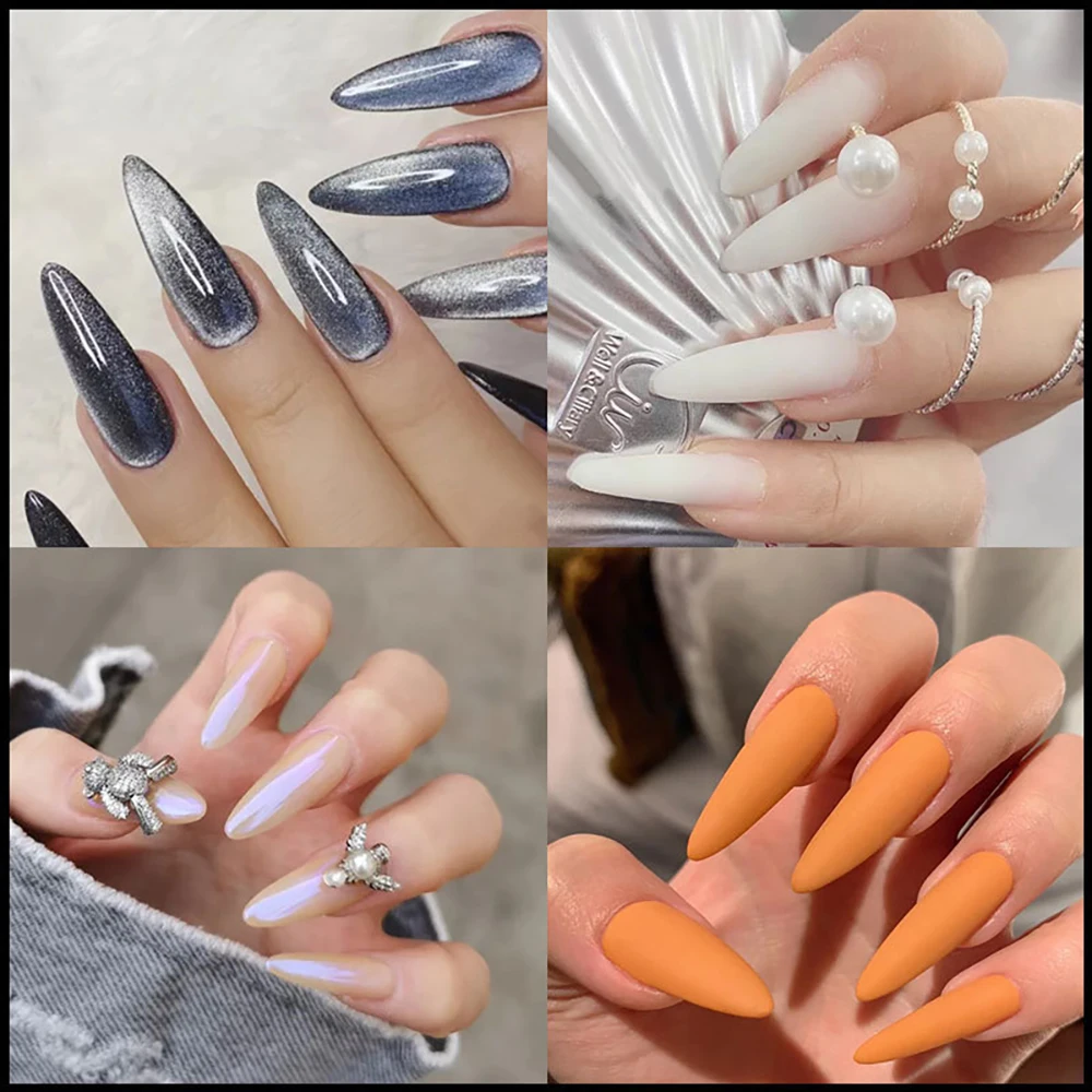 

100Pcs/box False Nails Acrylic Full Cover Quick Building UV Gel DIY Nail Decoration with Clip Manicure Accessories