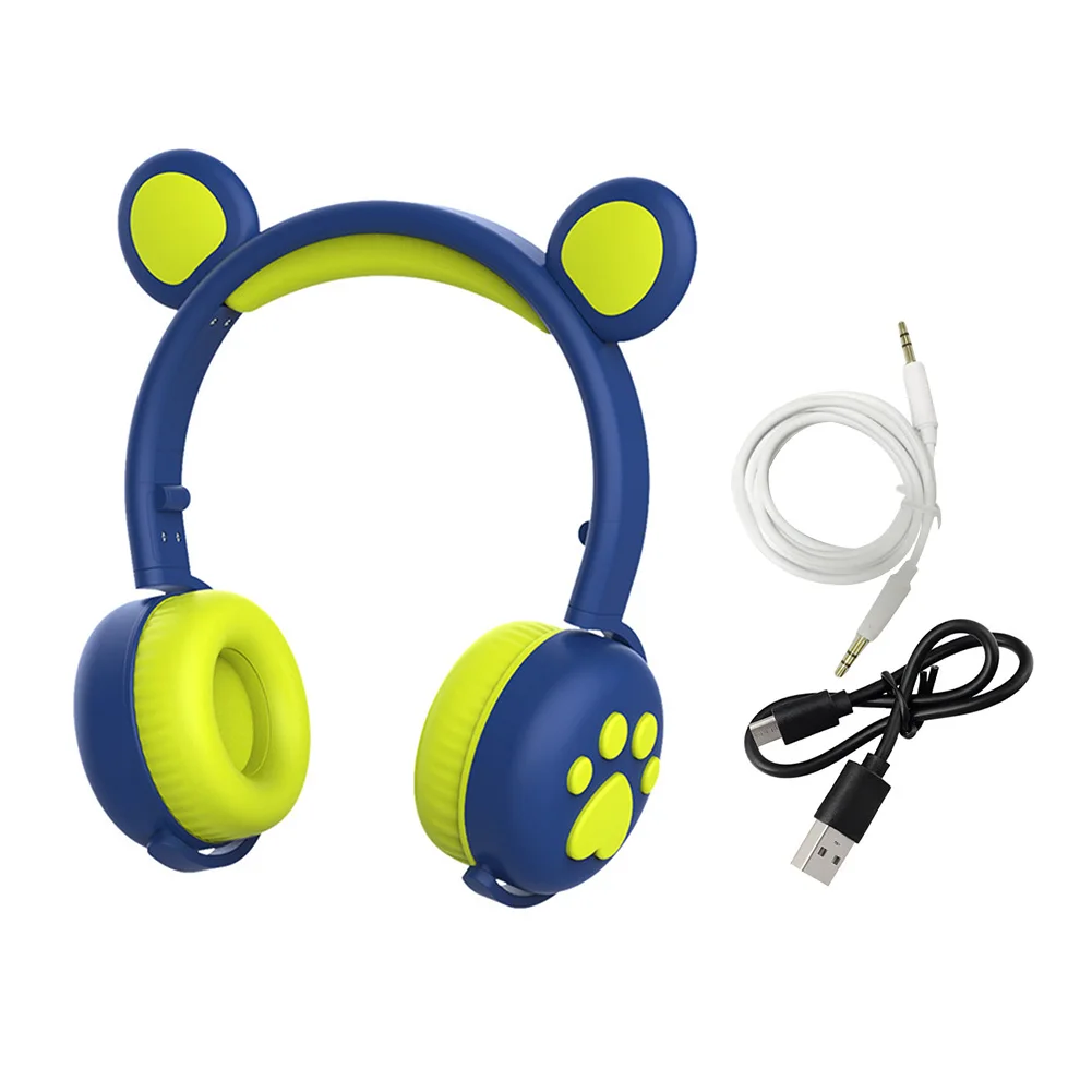 

Phone Cute ABS LED Light Up Wireless Bear Shaped Bluetooth Headphone Over Ear Noise Cancelling Surround Sound Ergonomic Cartoon