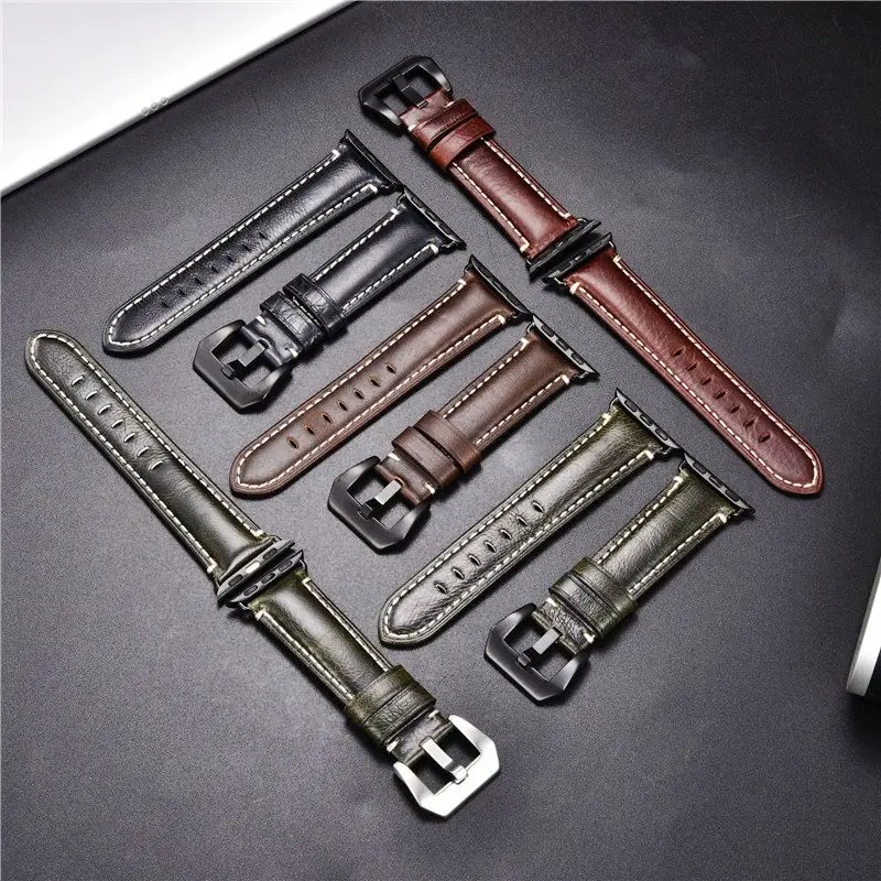 Ручной работы итальянский импортный кожаный ремешок для часов Apple Watch серии 5 4 3 38