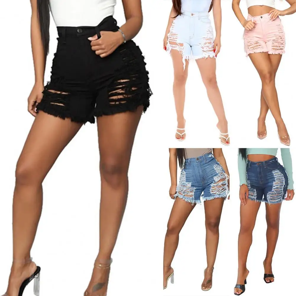 

Female Sexy Women Holes Slim Denim Shorts Streetwear Women Shorts High Waist for Club