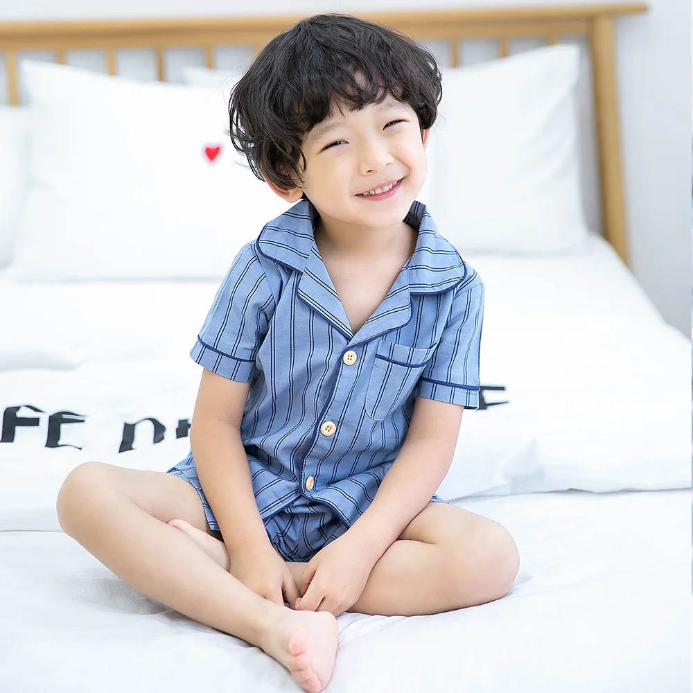 

Children's pajamas sets suit 2020 new boys girls short sleeve pajamas pants children's wear baby cute home wear summer toddler