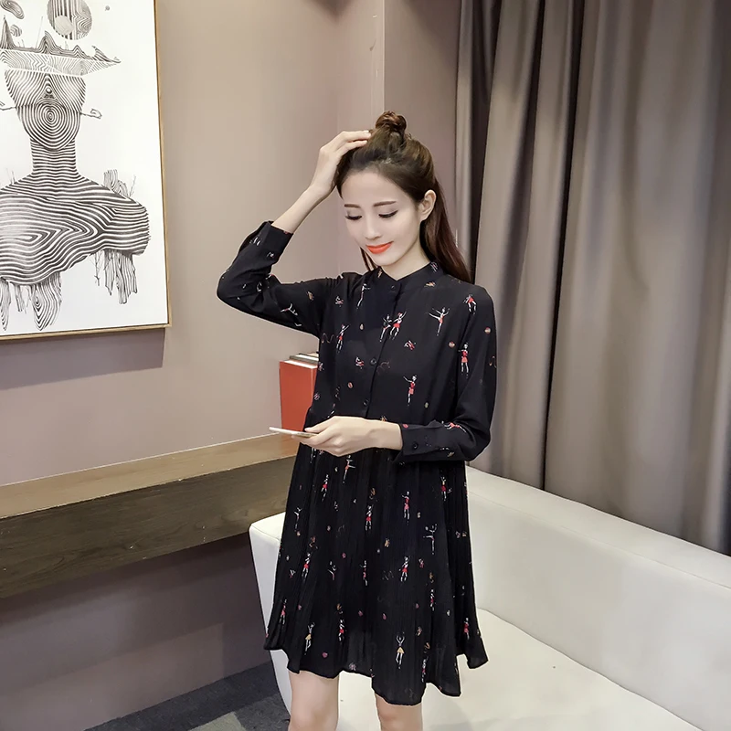 Vestidos женские платья 2021 осень размера плюс с длинным рукавом шифоновое платье