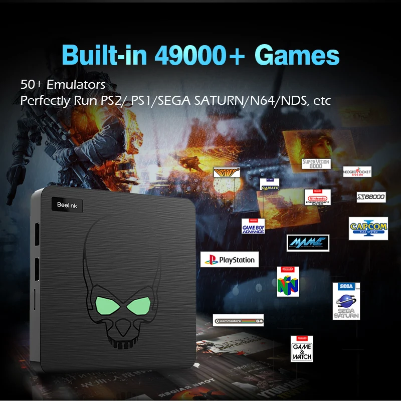 Ретро консоль Beelink Super X King с Wi Fi 6 ТВ приставок для PSP/PS1/SS/N64 Android 9 Amlogic S922X 49000