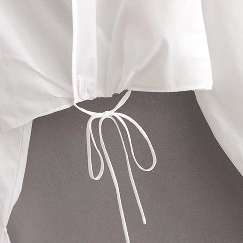 

Zoulv 2021 Spring Summer High-quality Lace-up Sexy High Street Women's Casual Solid Color V-neck Long-sleeved Short Shirt