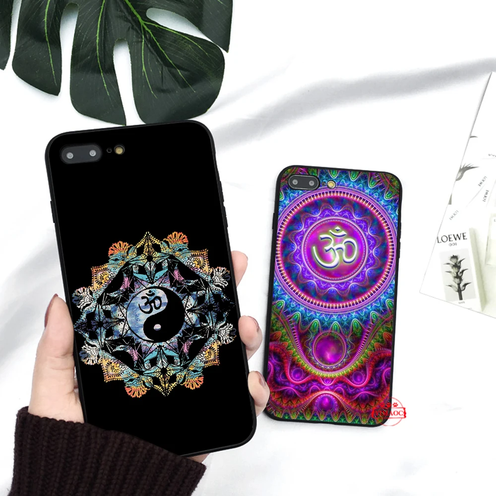 Цветочный Ом Йога АУМ om Яги роскошь силиконовый чехол для iPhone 5 5S 6 6S Plus 7 8 11 Pro X XS Max