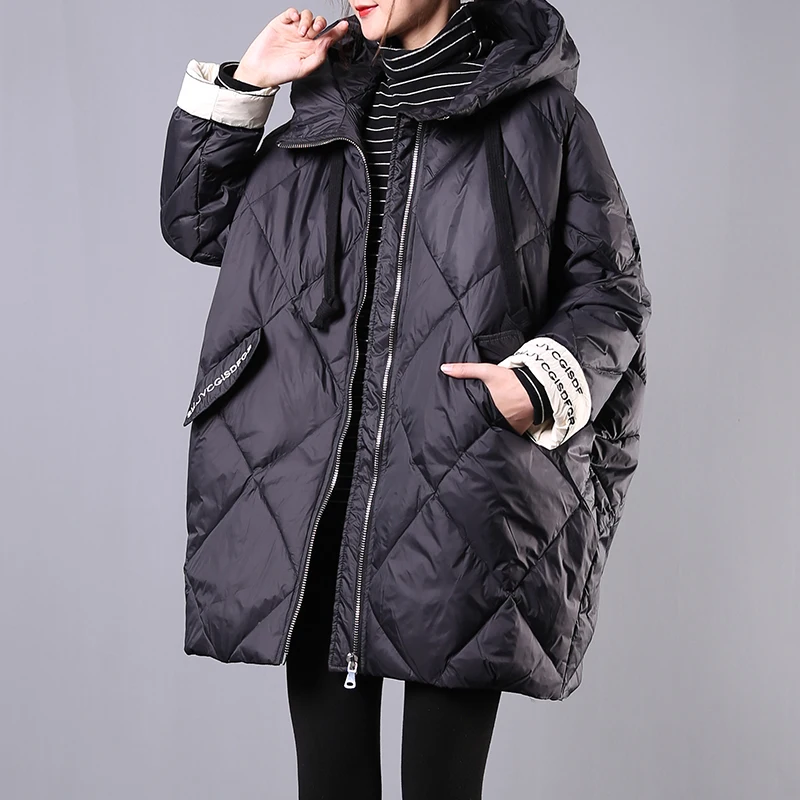 

2021 New Korean Version of White Duck Down Lightweight Down Jacket Women Winter Clothes Loose Large Size Long Embroidered Jacket