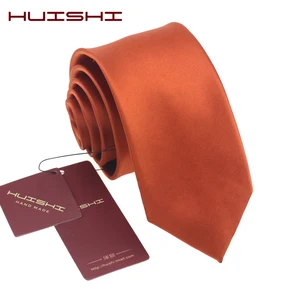 HUISHI Mans аксессуары тонкий обтягивающий оранжевый галстук для мужчин жаккардовый тканый однотонный оранжевый галстук деловой Свадебный костюм аксессуар
