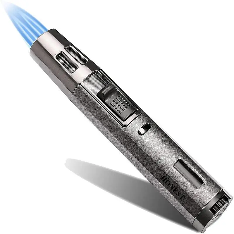 

HONEST Dual Flame Jet Flame Pen Lighter Refillable Flashlight Lighter Outdoor Camping BBQ Kitchen Cooking Portable Lighter