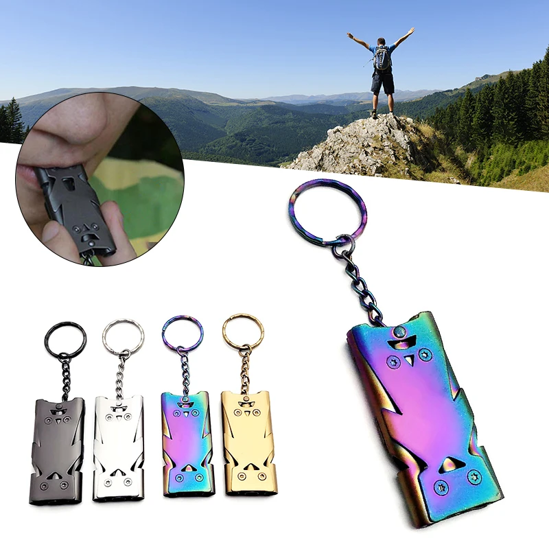 

1Pc Outdoor Survival Whistle Portable Triple Pipe High Decibel Whistle Emergency SOS Whistle Keychain EDC Tool Stainless Whistle