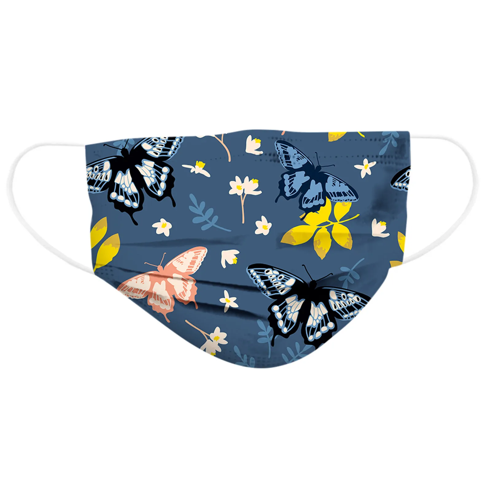 

100PCS Adult Disposable Face Masks Female Fashion Butterfly Print Elastic Ear Loop Breathable Dust-Proof Mouth Full Cover masque