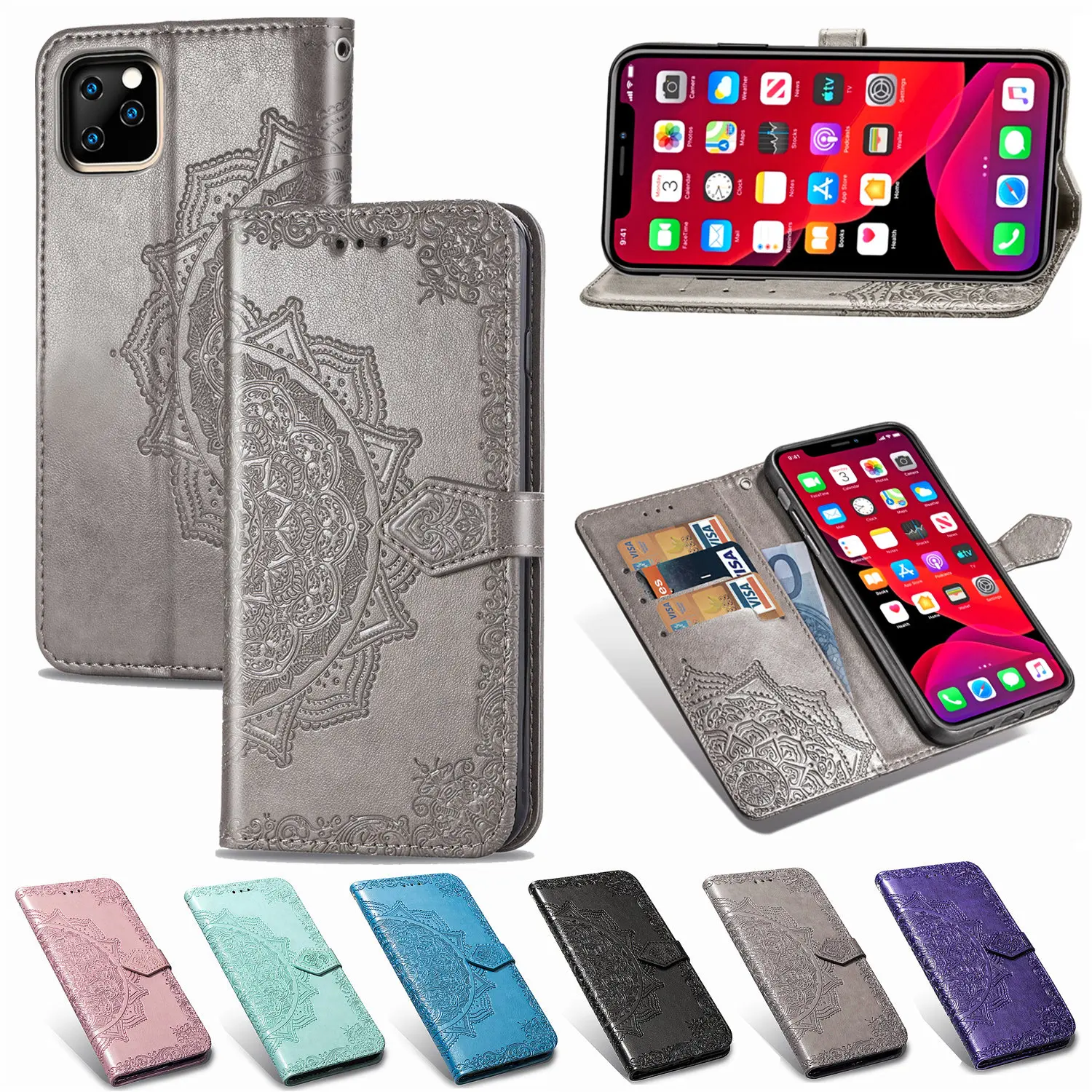 Leather Flip Cover Phone Case For iPhone 11 Pro Max XR X XS 7 8 6 6s Plus 8plus iPhone11 Shockproof Wallet Stand Holder | Мобильные