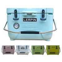 lerpin 25qt imitation marble pattern hard plastic roto molded camping ice cooler box