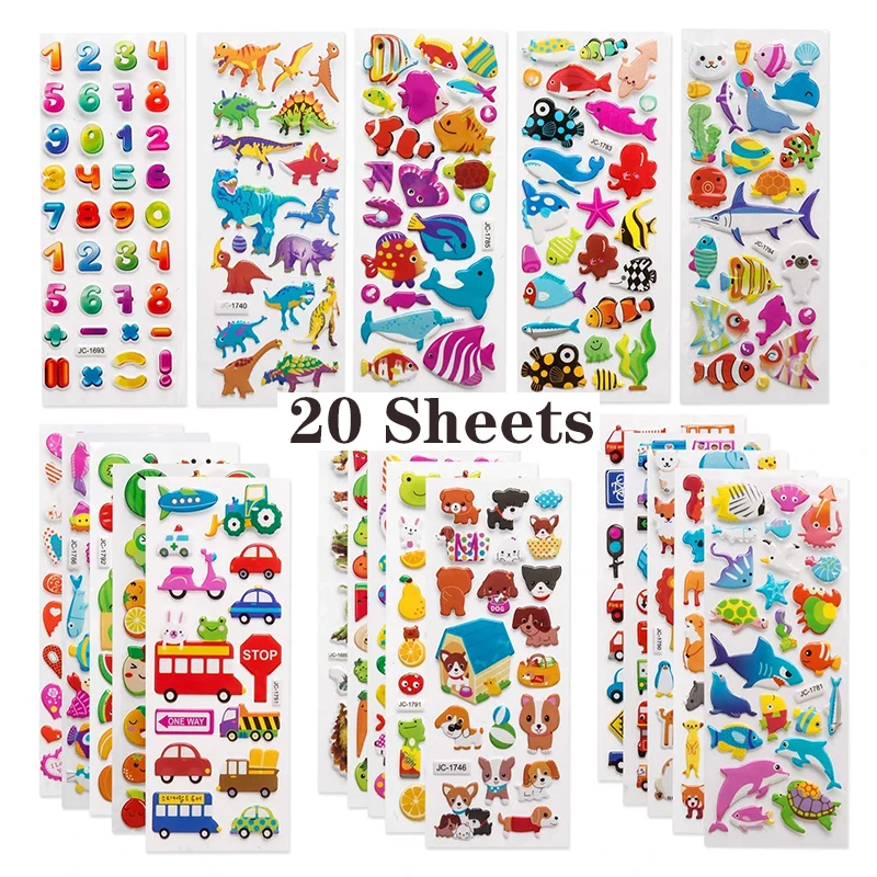 Lote de 40 pegatinas de dibujos animados en 3D, pegatinas de princesa hinchadas al azar, regalos para ni&ntilde;as y ni&ntilde;os, Festival, fiesta-5