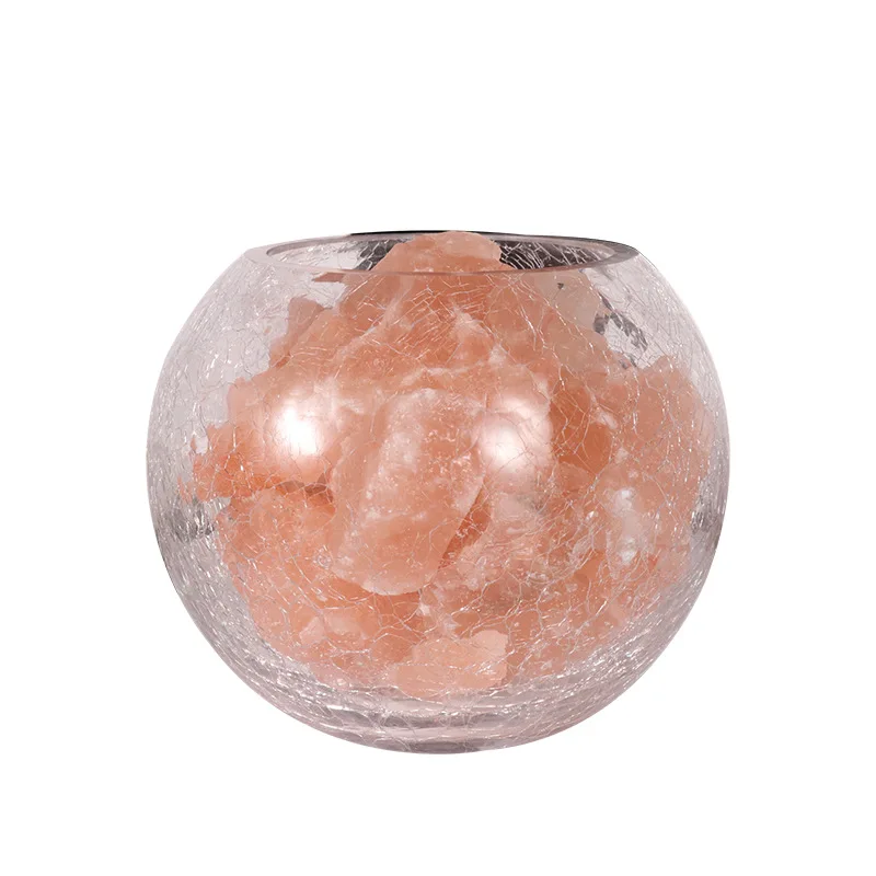 

Creative Crystal Salt Lamp Circular Glass Lampshade Crack Bedroom Table Lamp Bedside Led Night Lamp Fairy Christmas Lights