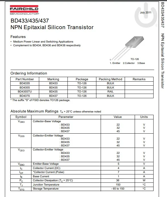100 шт. BD433 TO 126 TRANS NPN 22V 4A 126|Аксессуары для батарей и ЗУ| |