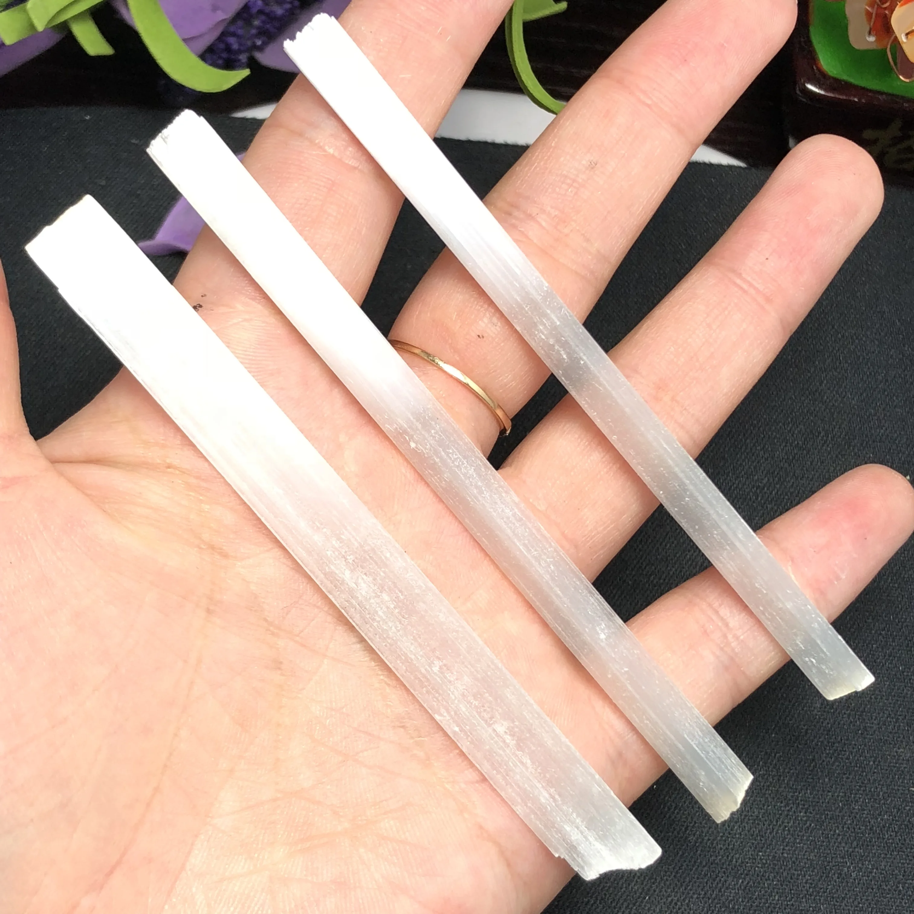 3 шт. натуральные палочки из селенита грубой гипсового хрусталя необработанный