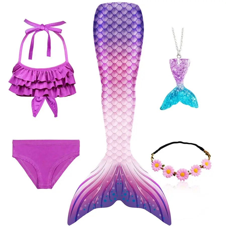 Girls Kids Bikini Mermaid Tail with Finned for Swimming Child's Split Swimsuit Clothing Swimwear Cosplay Costume | Тематическая