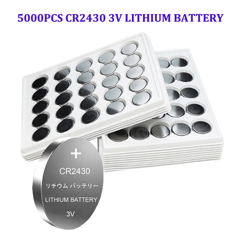 

5000pcs CR2430 CR 2430 DL2430 BR2430 KL2430 Button Coin Batteries For Watch Headphone Hearing Aids Toy 3V Lithium Battery