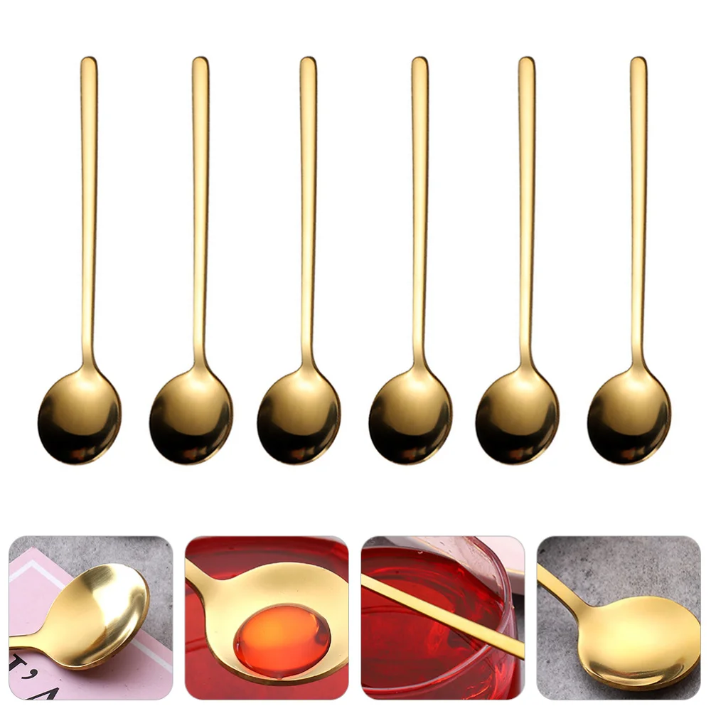 

6Pcs Coffee Spoon Dessert Serving Spoon Ice Cream Spoon Kitchen Mixing Spoon