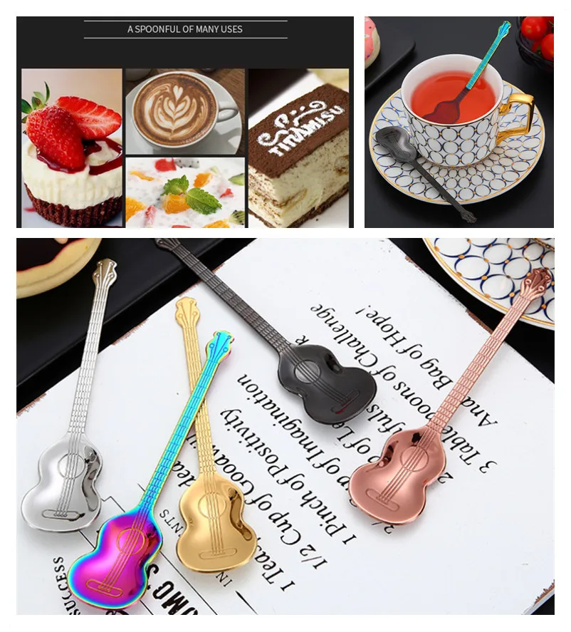 Кофейная ложка из нержавеющей стали в форме гитары чайная для мороженого и