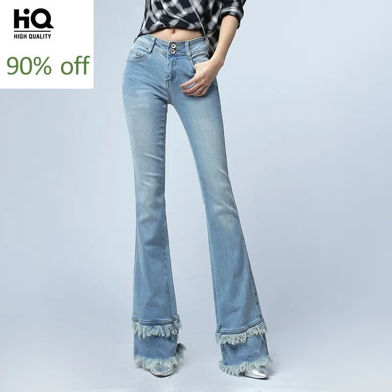 Женские корейские Стильные Модные расклешенные брюки с кисточками для женщин