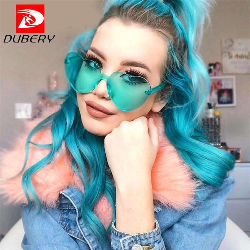 DUBERY Love в форме сердца без оправы солнцезащитные очки для женщин роскошный бренд