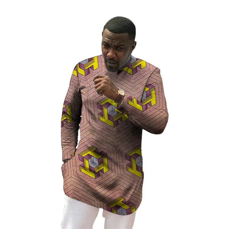 Мужские рубашки в стиле сенатора Анкары с принтом Дашики модные свадебные