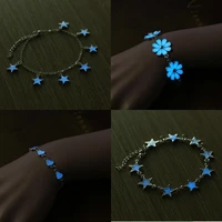 2021 trend luminous fashion love heart bangles bracelets for women link chains silver color glow in the dark girls female gift