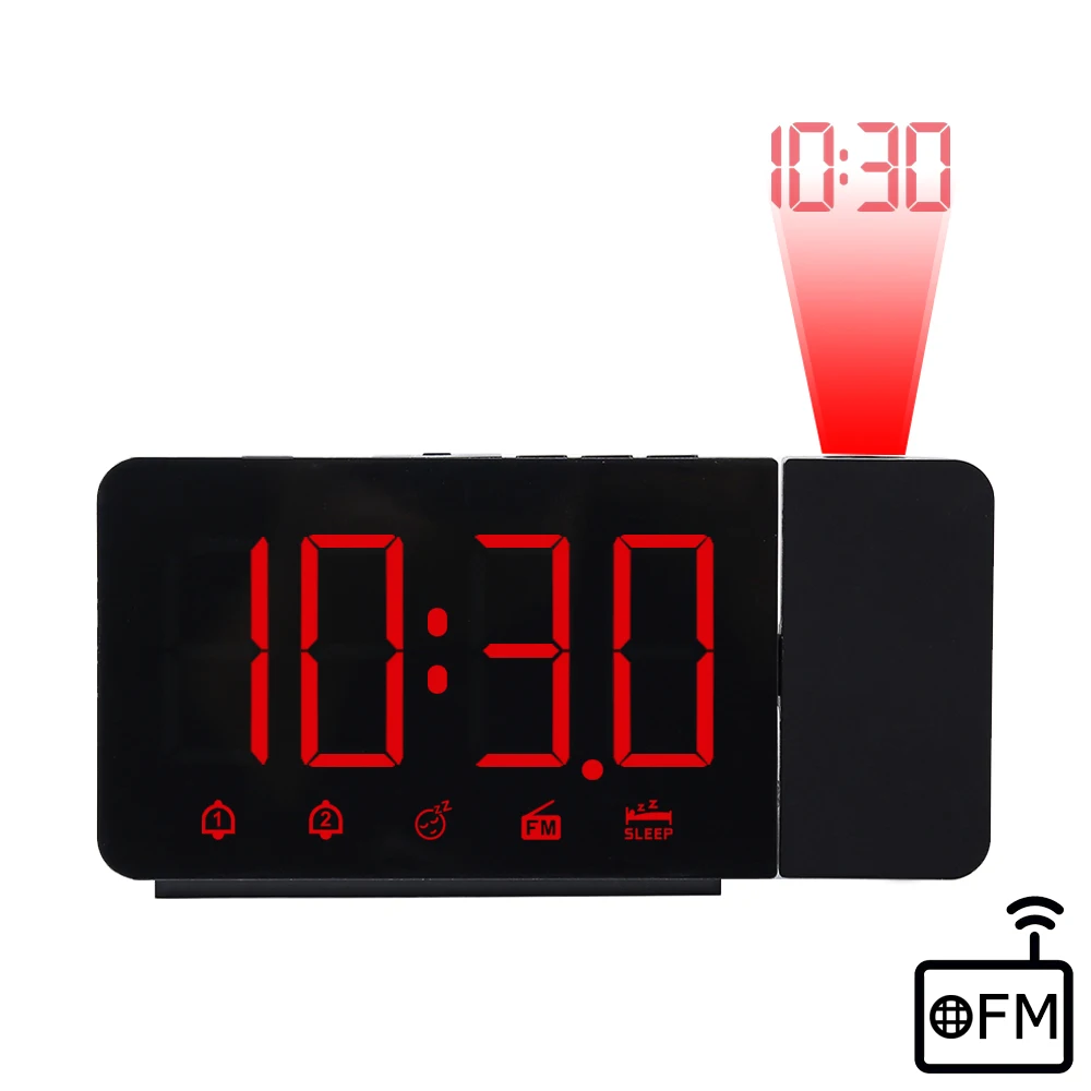 FanJu FM Radio Clock Dual Alarm LED Digital Projector Table Desk Clock Wake Up Clock USB Time Projection Snooze FJ3211