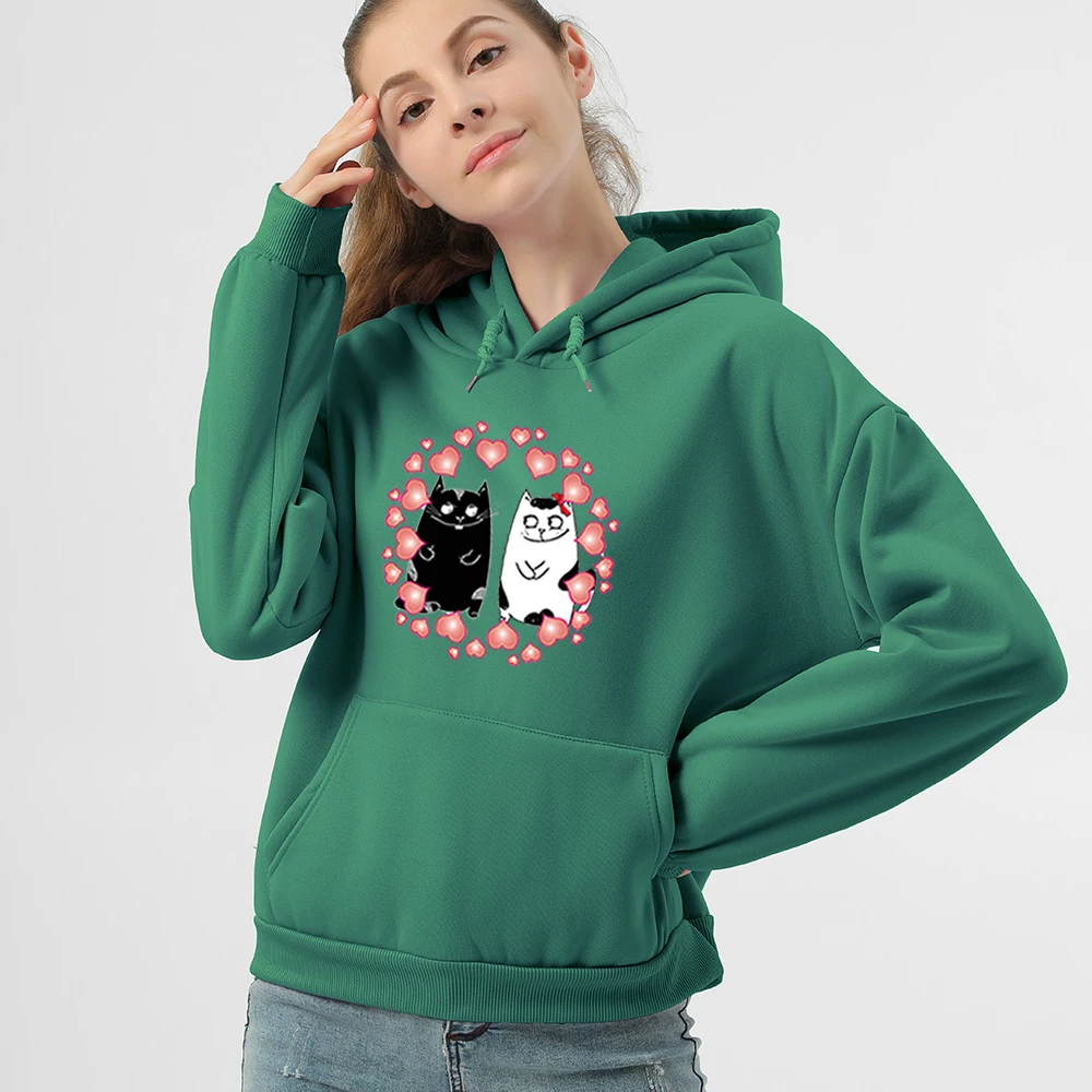 

Harajuku Kawaii Cat Hoodie Woman Cat Print Sweatshirt Female Itself Hooded Pullover Kpop Streetwear Ulzzang Aesthetic Jumper Top