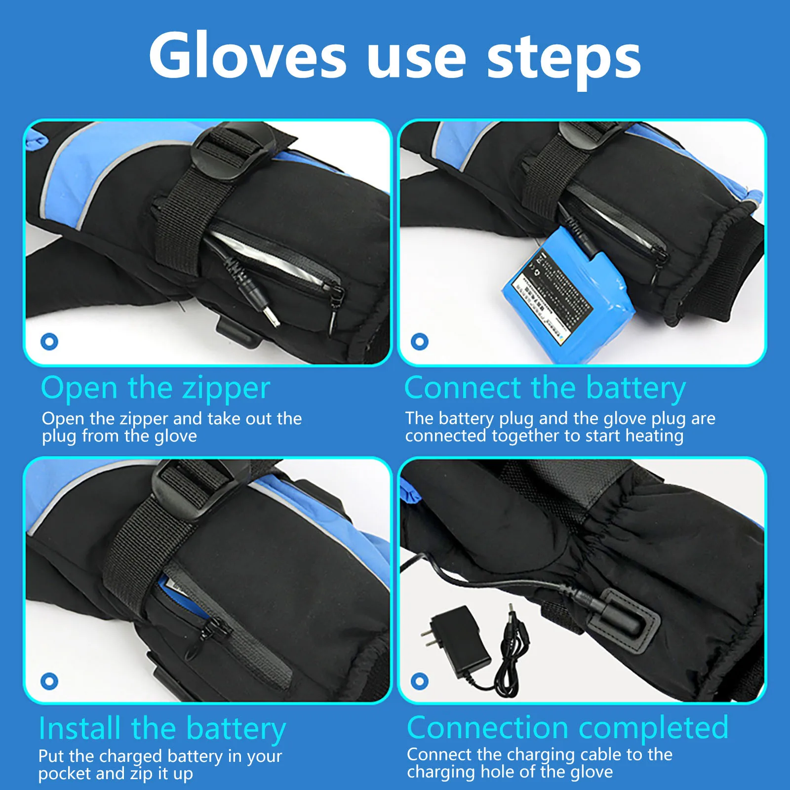 

Heated Gloves Rechargeable Battery Charging Winter Warm Thermal Skiing Sports Outdoor Cycling Anti-slip Unisex Gloves