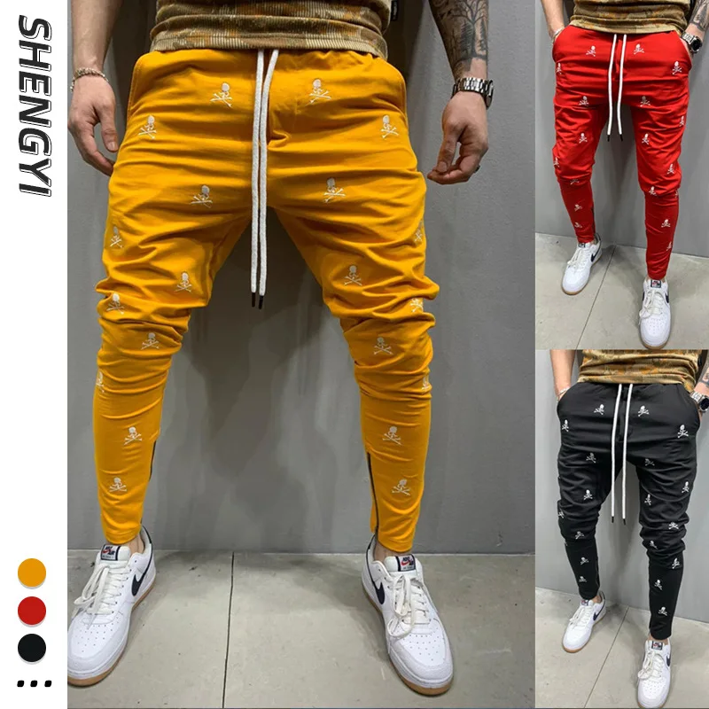 

Men's Fashion Embroidered Casual Pants Trend Sports Feet Zipper Pants 2021 Summer New Decoration Pant Style Waist Type Item Type