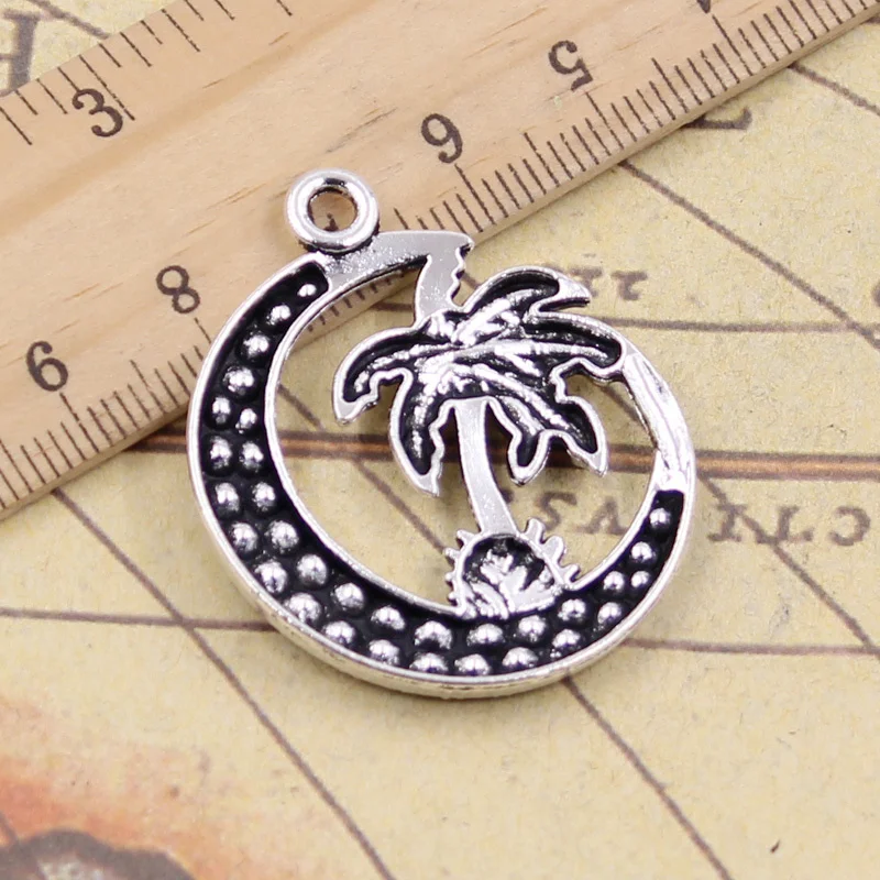 

8pcs Charms Palm Tree Moon Coconut 37x30mm Tibetan Silver Pendants Antique Jewelry Making DIY Handmade Craft For Necklace