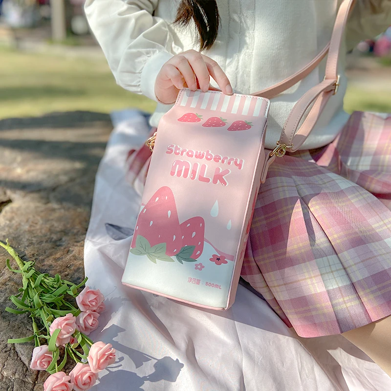 Harajuku милые Лолита клубника молочный ящик прозрачный 15/20/25 см Bjd куклы Itgbag сумки на