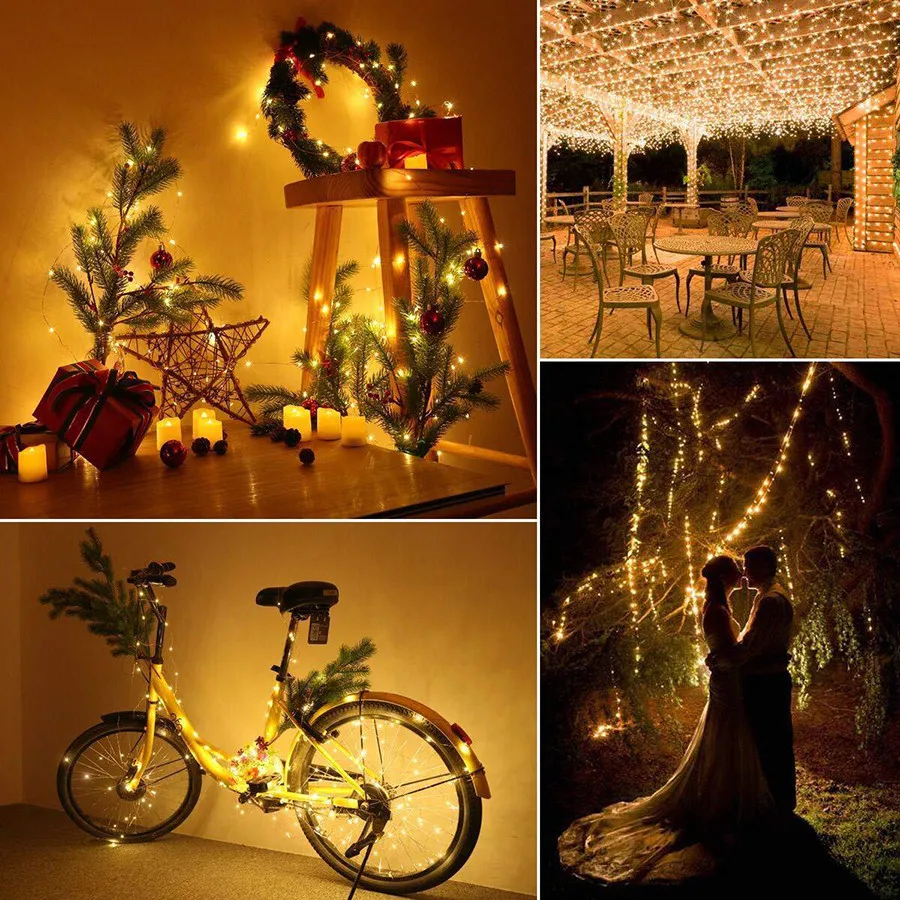 

Beiaidi Copper Wire Fairy Lights With Remote Plug in Led String Lights 30/50/80m Bedroom Wedding Christmas Starry Garland Light