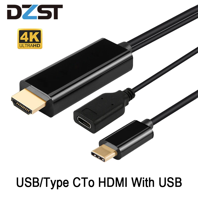 

DZLST Type C To HDMI-compatible with USB Cable HD 30Hz USB C To HDMI-compatible Power Supply Adapter For Macbook air Xiaomi TV