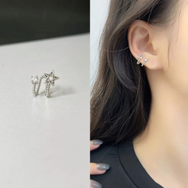 

2021 New Gold Silver Color Simple Fashion Hollow Metal Line Geometric Circle No Piercing Ear Clip Earrings For Women Jewelry