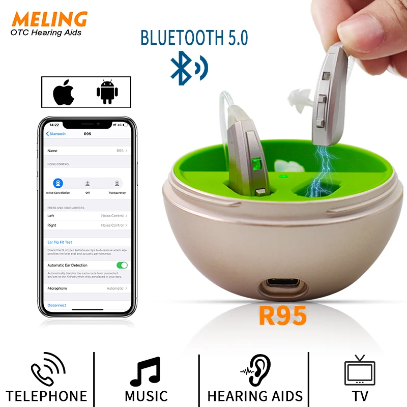 Перезаряжаемые Цифровые слуховые аппараты R95 Bluetooth мини усилитель звука для ушей