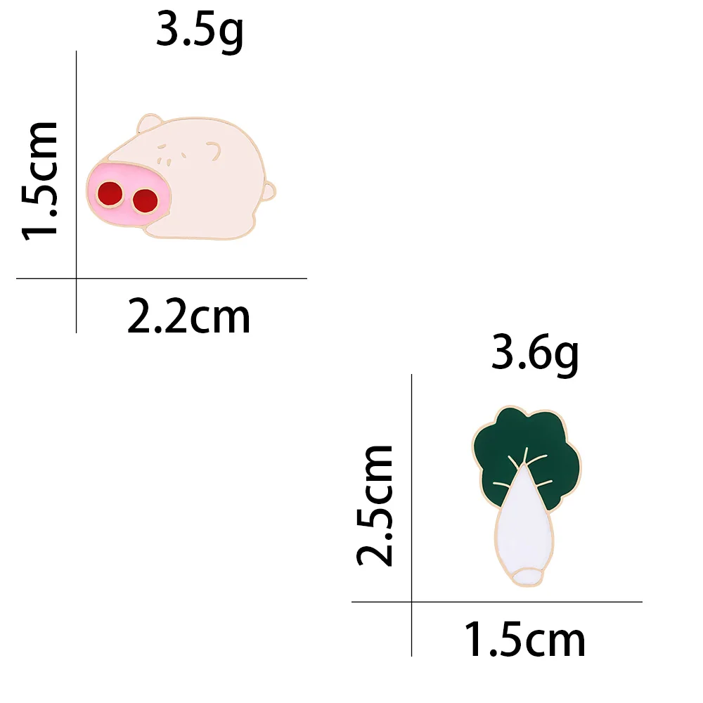 Забавная брошь в виде свиньи капусты Милая на джинсовой куртке пуговицах