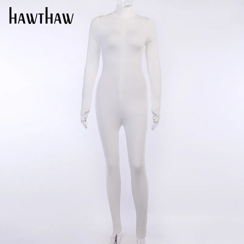 

HAWTHAW women autumn long sleeve soild color black fitness workout sportswear skinny jumpsuit playsuit casual clothes 2020 fall