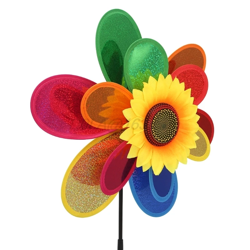 

Sequins Double Layer Sunflower Windmill Wind Spinner Home Garden Yard Decoration