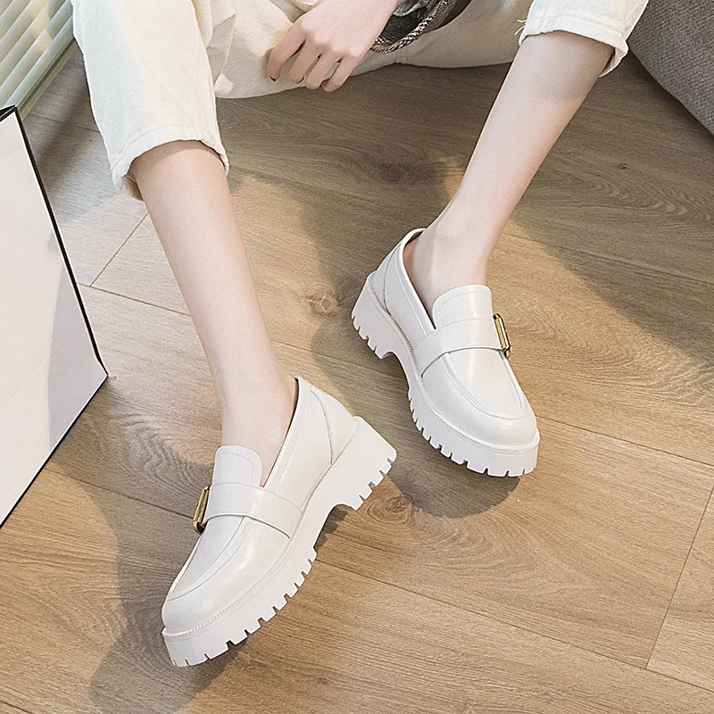 

Women Shoes Sandals 2020 Summer Ladies Genuine Leather Spring New British Style Thick-Soled Pedal Female College Style