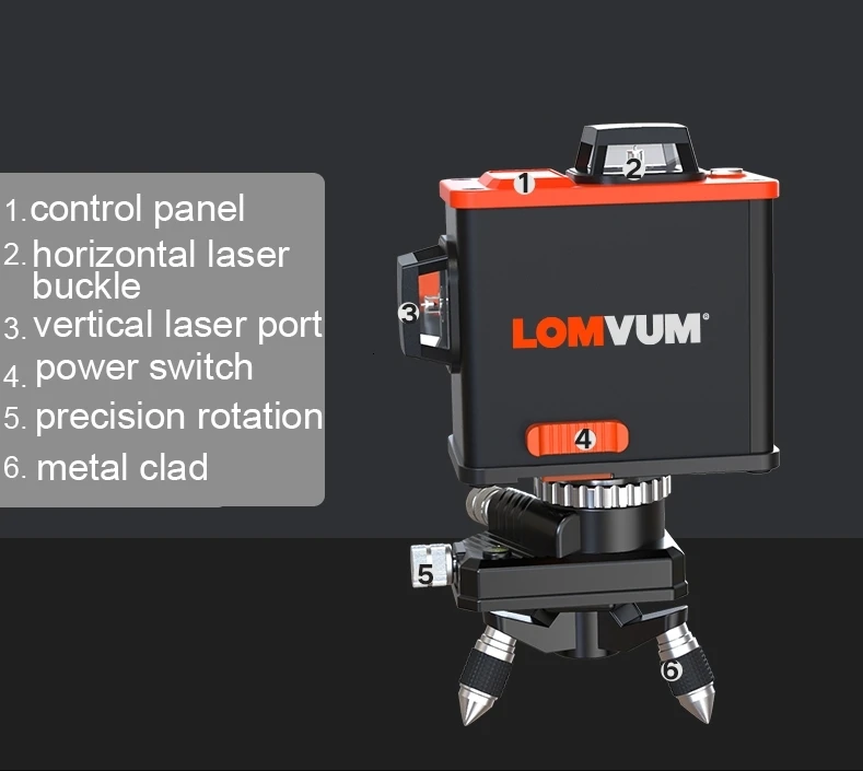 LOMVUM 12 линий 3D Osram лазерный уровень самонивелирующийся 360 degre горизонтальный и вертикальный крест лазерный рычажный штатив