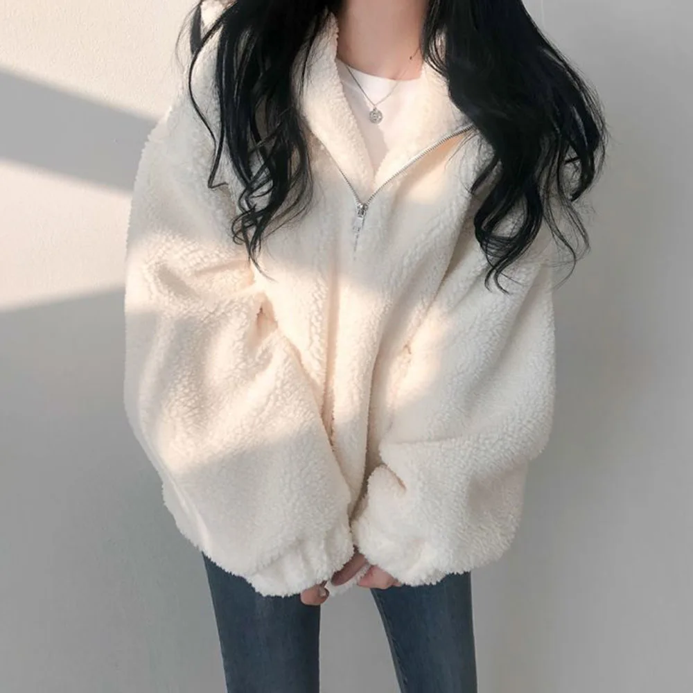 

Женский Теплый свитер, толстый свободный свитер средней длины из имитации овечьей шерсти, в Корейском стиле, Осень-зима