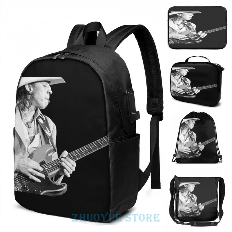 Забавный графический принт Stevie Ray Воган Дата Тур 2019 USB-зарядка Рюкзак Мужские